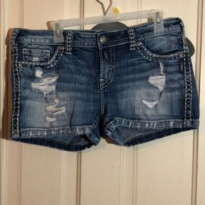 Silver jean shorts